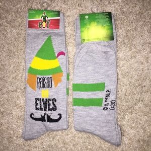 Buddy Elf Christmas Raised By Elves Socks NEW